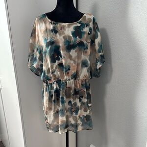 Tramp Blue and Cream Textured Blouse